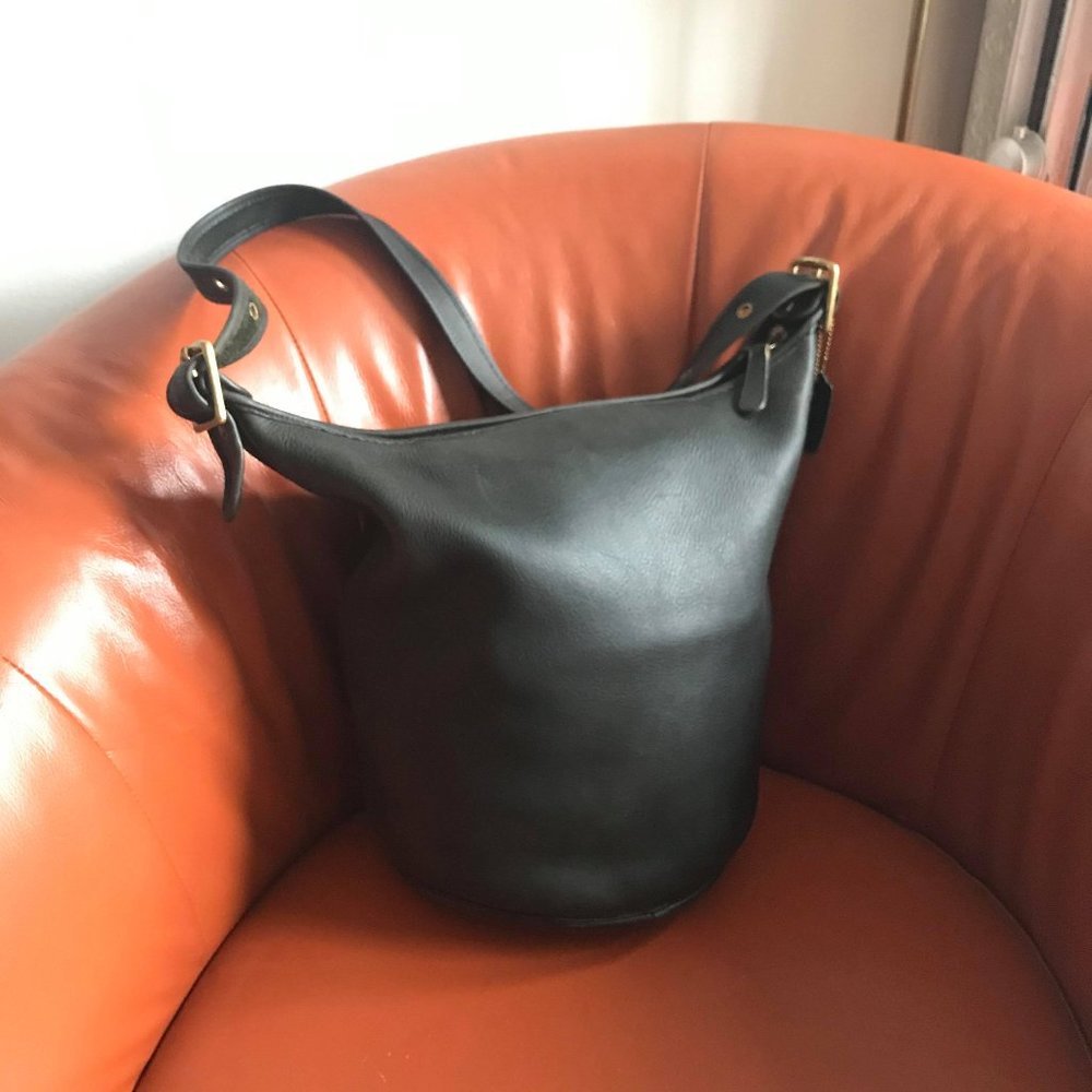 Black Vintage Coach Bucket Feed Bag X-Large